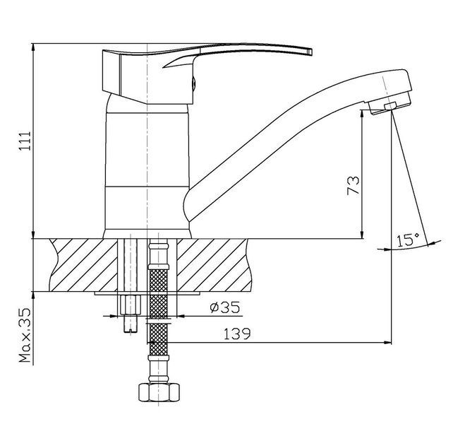 купить Смеситель для умывальника HAIBA ONIX 004-15СМ (Цвет хром) (HB0768) фото