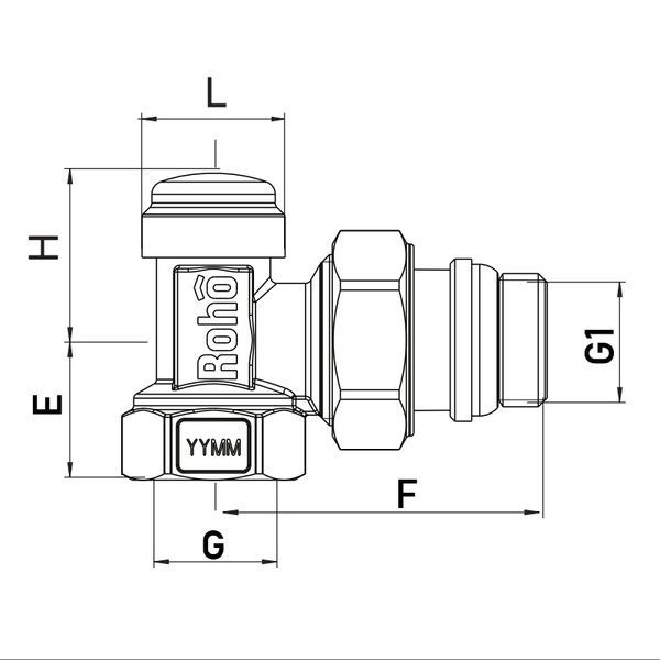 купити Кран радіаторний Roho R5250-050 - 1/2" кутовий (RO0132) фото