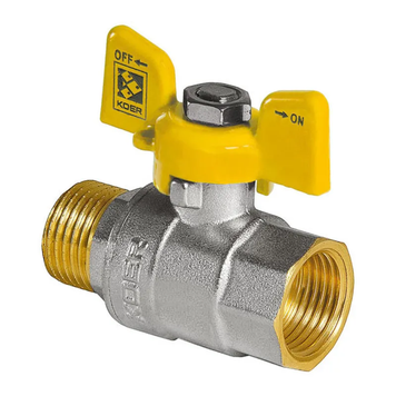 купить Кран шаровой KOER KR.218.G - 1" FM ГШМ YELLOW, ручка "бабочка" желтая (KR0096) фото