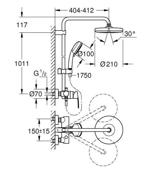 купити Душова система зі змішувачем для душа Grohe New Tempesta Cosmop. System (26224001) фото