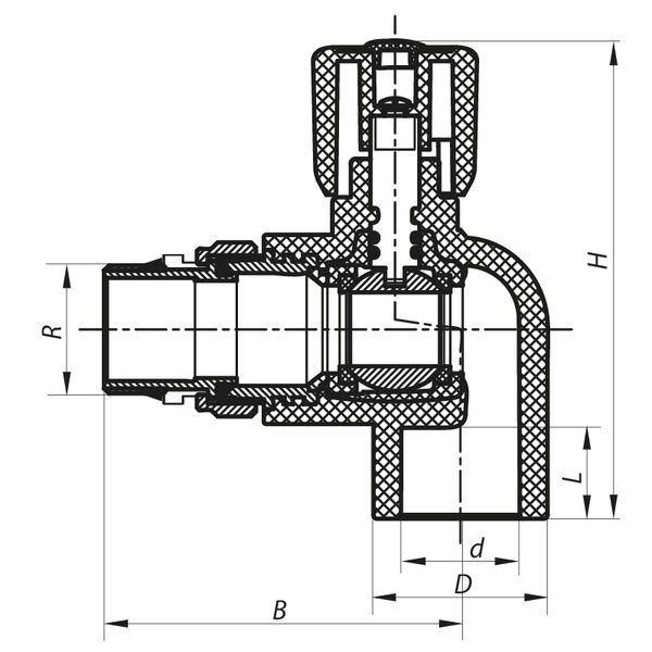 купити Кран радіаторний 25x3/4 кутовий з прокладкою "антіпротечка" PPR Koer K0162.PRO (KP0208) фото