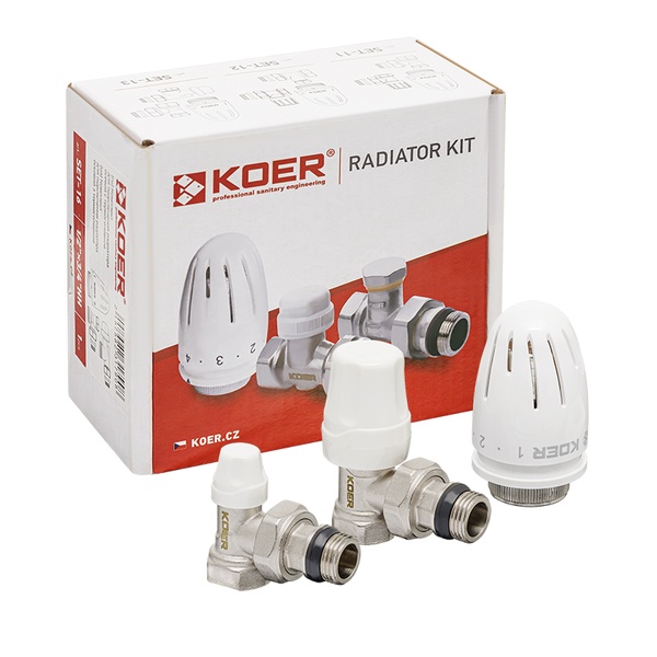 Комплект для підключення радіатора KOER SET-11 - 1/2"x1/2" (кутовий) з термоголовкою ВЗ (KR3175) KR3175 фото
