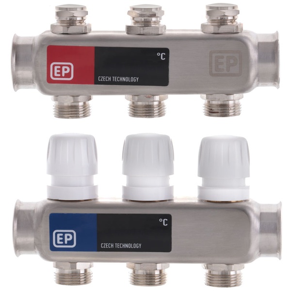 Колекторний блок з термостат. клапанами EUROPRODUCT EP.S1100-03 1"x3 (EP4990) EP4990 фото