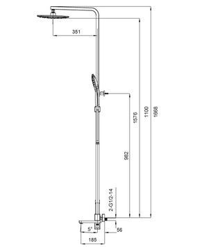 купити Душова колона із змішувачем Koer KB-56009-01 (Колір хром) (KR3506) фото