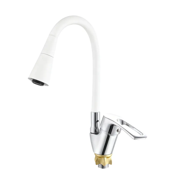 купить Змішувач для кухні ZERIX YUT 181 REFLECTOR WHITE з силіконовим виливом (колір виливу білий) (ZX5985) фото