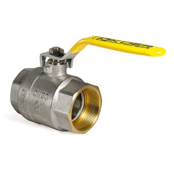 купить Кран кульовий KOER KR.214.G - 2" FF ГГВ YELLOW, ручка "важіль" жовта (KR0137) фото