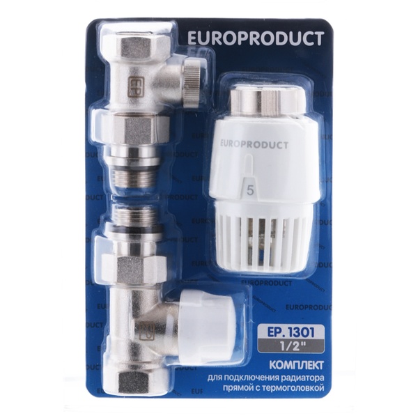 Комплект для подключения радиатора Europroduct EP.1301 - 1/2'' (Прямой с термоголовкой) (EP6017) EP6017 фото
