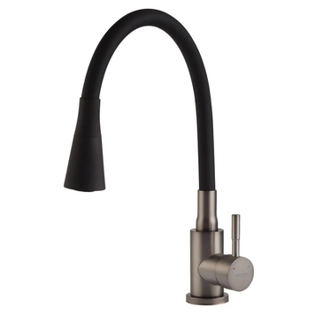 купить Змішувач для кухні з нерж. сталі SUS304 MIXXUS SEO-011-T GRAPHITE REFL.BLACK (Колір графіт+силік. вилив чорний) (MI8434) фото