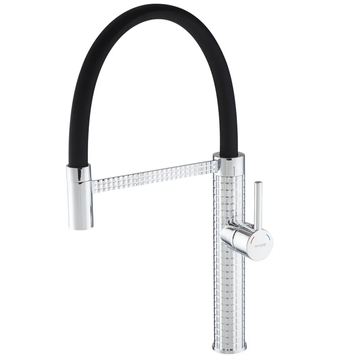 купить Змішувач для кухні MIXXUS PREMIUM OLIWER 017 REFL.BLACK з гнучким виливом (Колір хром+вилив чорний) (MI6965) фото