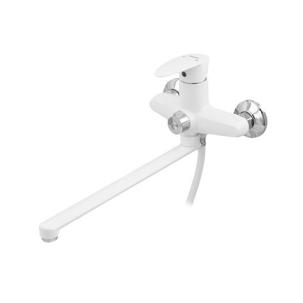 купить Смеситель для ванны PLAMIX CEZAR-006 EURO SET WHITE (со шлангом, лейкой и кронштейном) (Цвет белый) (PM0666) фото
