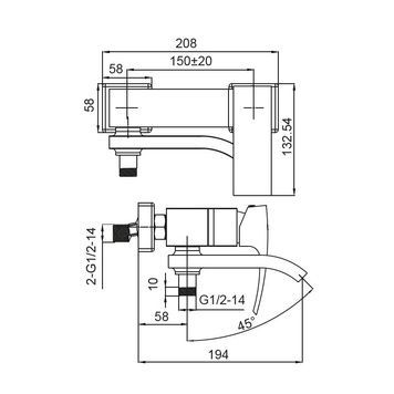 купити Змішувач для ванни з коротким зливом Koer KB-41007-01 (Колір хром) (KR3454) фото