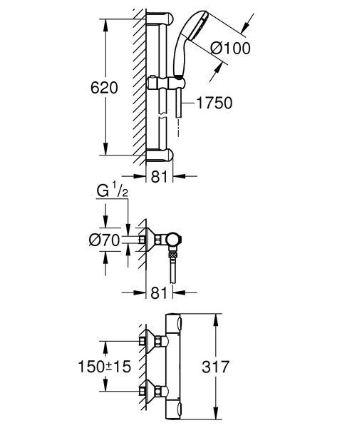 купити Змішувач термостат. для душу з гарнітурою Grohe Precision Flow (34841000) фото
