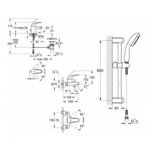 купити Набір для ванни 3 в 1 Grohe EX Euroeco (123226S0) фото