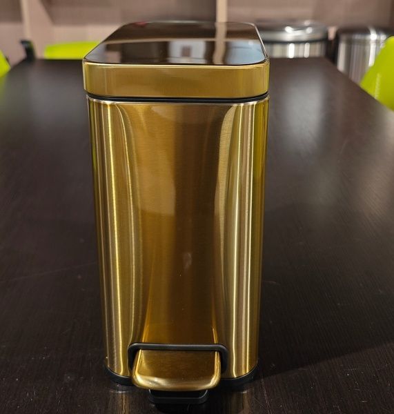 купить Мусорное ведро с плавным закрытием прямоугольное MIXXUS PREMIUM QUADRO-TC0105 BRUSHED GOLD 5 л (цвет матовое золото) (MI8394) фото