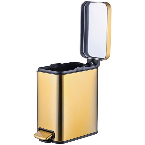 купить Мусорное ведро с плавным закрытием прямоугольное MIXXUS PREMIUM QUADRO-TC0105 BRUSHED GOLD 5 л (цвет матовое золото) (MI8394) фото