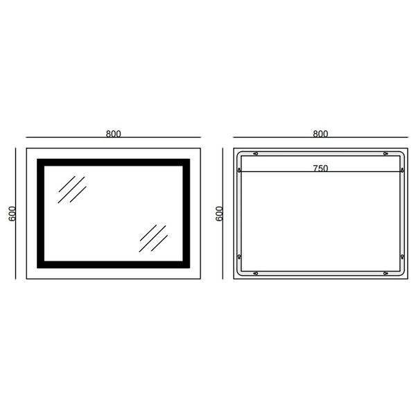 купити Дзеркало MIXXUS WARM MR02-80x60 з LED Touch, Anti-fog, димером, рег. яскравості, годинником (MI6004) фото