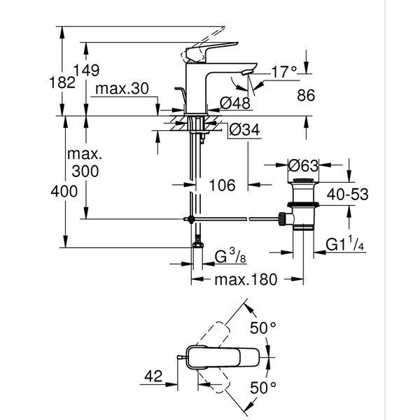купити Одноважільний змішувач для раковини Grohe Cubeo S-розміру (1016942430) фото