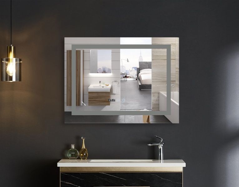 купити Дзеркало MIXXUS WARM MR02-80x60 з LED Touch, Anti-fog, димером, рег. яскравості, годинником (MI6004) фото