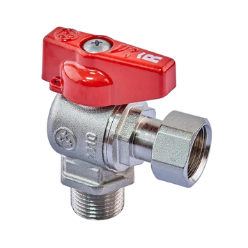 купить Кран кульовий Roho R116-050 -1/2"х1/2" ВЗ кутовий Н/Г, ручка "метелик" червона (RO0235) фото