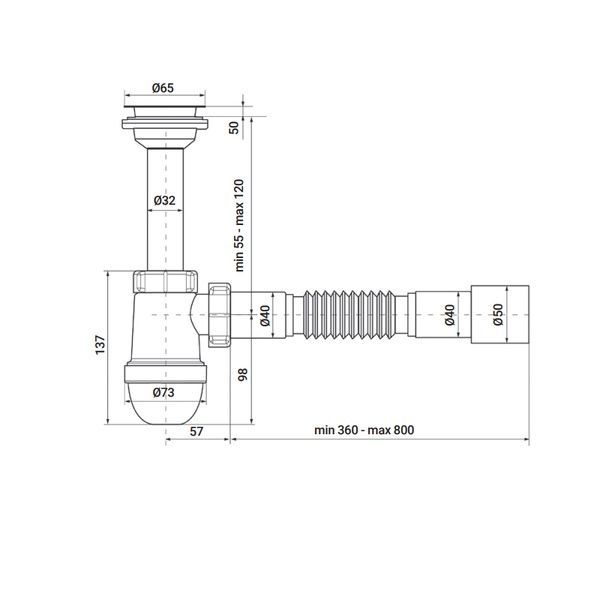купить Сифон для раковины ZERIX SU-01 с ревизией (Цвет белый) 1 1/4'' (ZX4947) фото