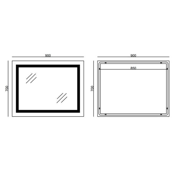 купить Зеркало MIXXUS LIGHT MR01-90x70 с LED Touch, Anti-fog, димером, рег. яркости, часами (MI5999) фото