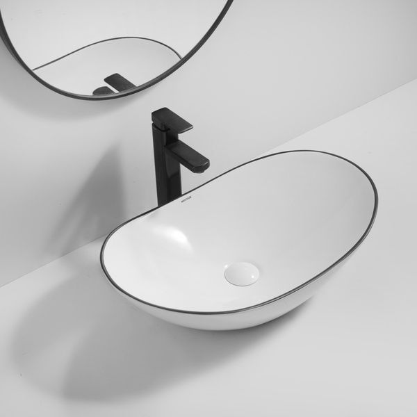купить Раковина накладна MIXXUS PREMIUM WAVE-0105 EDGE BLACK 620х360х160mm (MP6556) фото