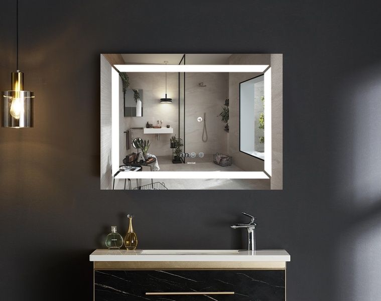 купить Зеркало MIXXUS LIGHT MR01-90x70 с LED Touch, Anti-fog, димером, рег. яркости, часами (MI5999) фото