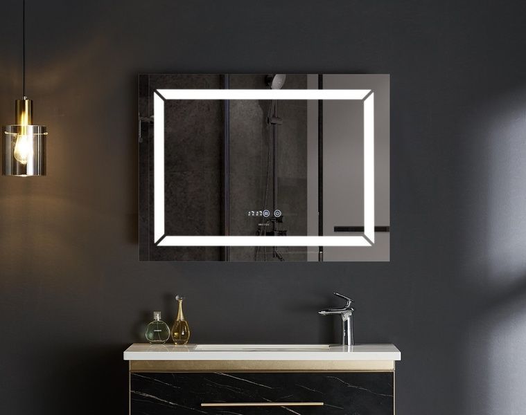 купить Зеркало MIXXUS LIGHT MR01-90x70 с LED Touch, Anti-fog, димером, рег. яркости, часами (MI5999) фото