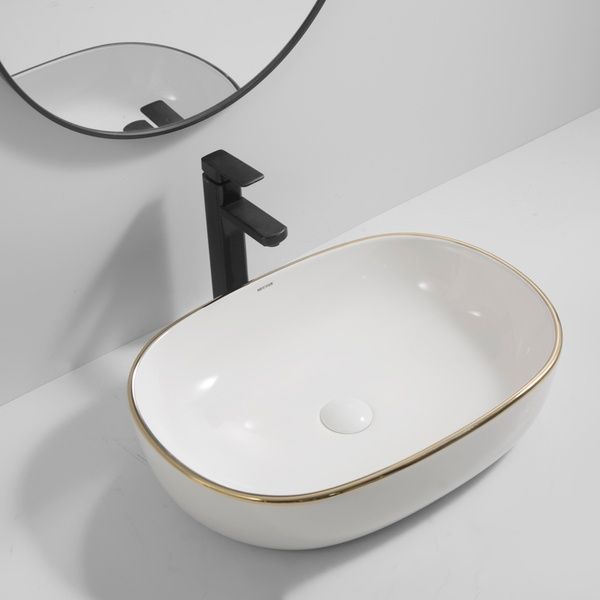 купить Раковина накладна MIXXUS PREMIUM ELLIPSE-0105 EDGE GOLD 600х400х150mm (MP6564) фото