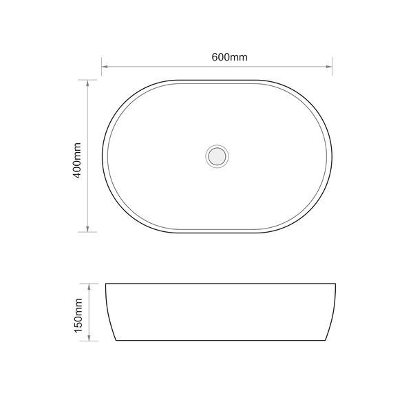 купить Раковина накладна MIXXUS PREMIUM ELLIPSE-0105 EDGE GOLD 600х400х150mm (MP6564) фото