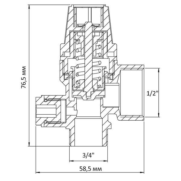 купить Клапан запобіжний ВЗ 1/2"х3/4" Koer KR.1262 (з вих. для підключ. манометра) (2.5 бар) (KR3110) фото