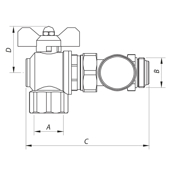 Кран с накидной гайкой 1” с термометром угловой Koer KR.1031 (KR2670) KR2670 фото