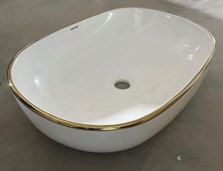 купить Раковина накладна MIXXUS PREMIUM ELLIPSE-0105 EDGE GOLD 600х400х150mm (MP6564) фото