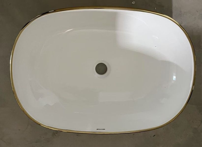купить Раковина накладна MIXXUS PREMIUM ELLIPSE-0105 EDGE GOLD 600х400х150mm (MP6564) фото