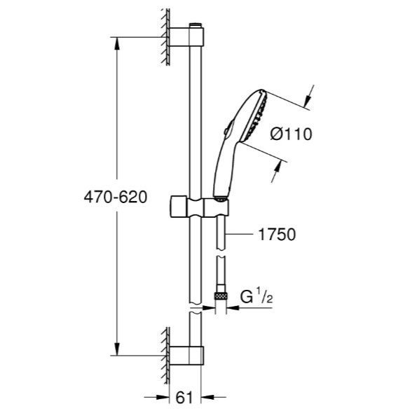 купить Душевой гарнитур Grohe Tempesta 110, 2 режима струи (261622433) фото