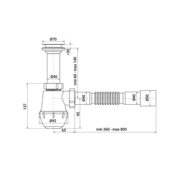 купить Сифон для кухни Zerix SK-01-A 1 1/2"x40 с литым выпуском (ZX4950) фото