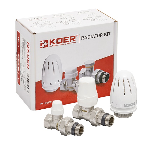 Комплект для підключення радіатора KOER SET-12 - 1/2"x1/2" (прямий) з термоголовкою ВЗ (KR3177) KR3177 фото