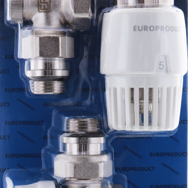 Комплект для подключения радиатора Europroduct EP.1302 - 1/2'' (угловой с термоголовкой) (EP6016) EP6016 фото