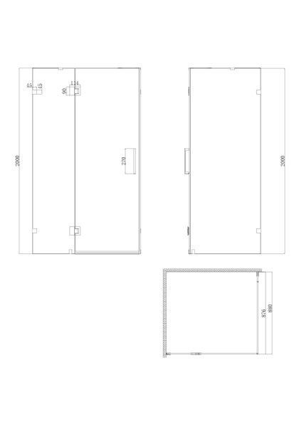 купити Бічна стінка до кабіни Koer SR SW04-90x200-TR-01 прозоре скло Easy Clean 10мм, хром (KR5390) фото