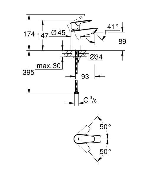 купити Одноважільний змішувач для раковини без донного клапана S-Size Grohe BauEdge New (23330001) фото