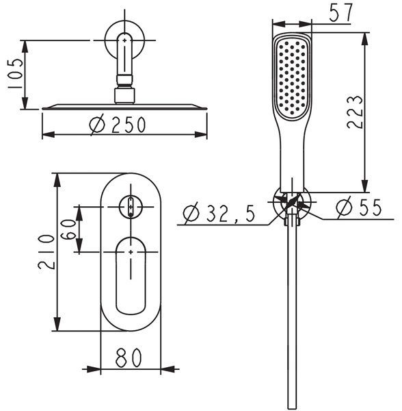купить Душова система вбудована KOER KB-62028-01, 2 функції (Колір хром) (KR6008) фото