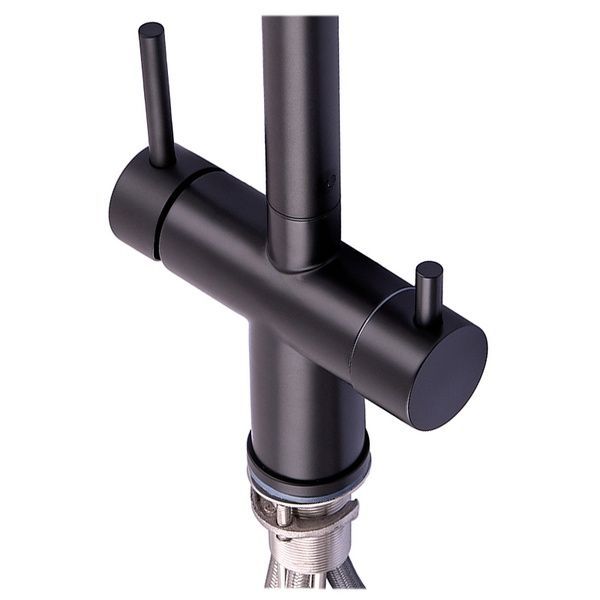 купить Смеситель кухонный на две воды Zerix LUX-024 Black с выдвижной лейкой (нерж. сталь) (ZX5556) фото