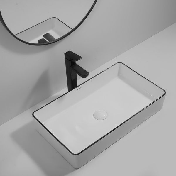 купить Раковина накладна MIXXUS PREMIUM QUADRO-0107 EDGE BLACK 600х340х110mm (MP6521) фото