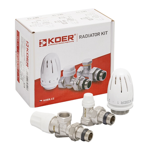 Комплект для подключения радиатора Koer SET-13 - 1/2"x1/2" (осевой) с термоголовкой ВН (KR3176) KR3176 фото