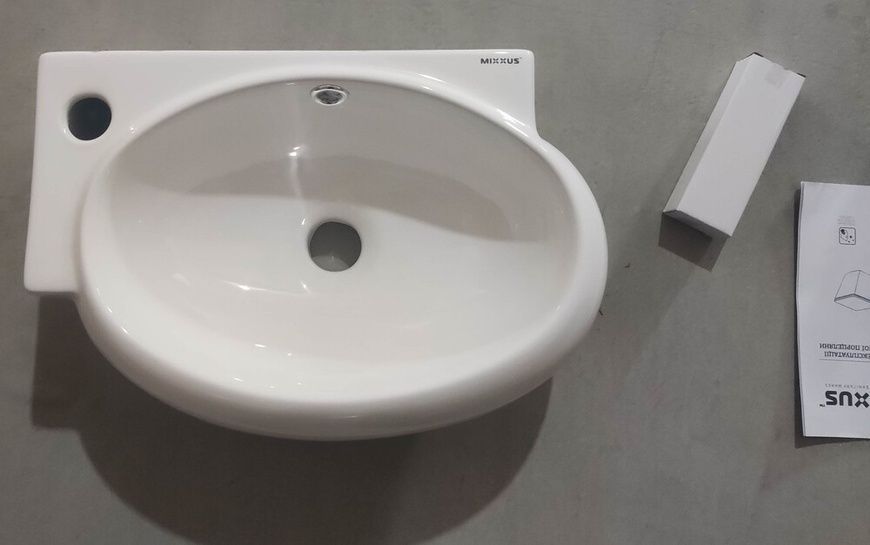 купити Раковина підвісна Mixxus Premium DIVERSE-1201-R 400х215х140mm з отвором під змішувач та переливом ( фото
