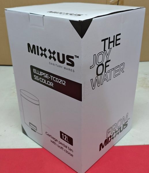 купить Мусорное ведро с плавным закрытием круглое MIXXUS ELLIPSE-TC0212 SS COLOR 12л (цвет нержавейка) (MI8399) фото