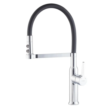 купить Змішувач для кухні MIXXUS PREMIUM PULL 017 REFL.BLACK (Колір хром+силік. вилив чорний) (MI8277) фото