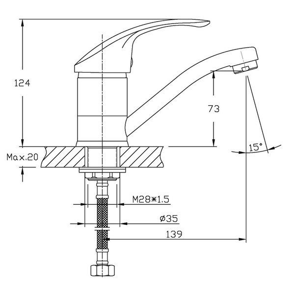 купить Смеситель для умывальника HAIBA FABIO 555-15CM NUT (Цвет хром) (HB0106) фото