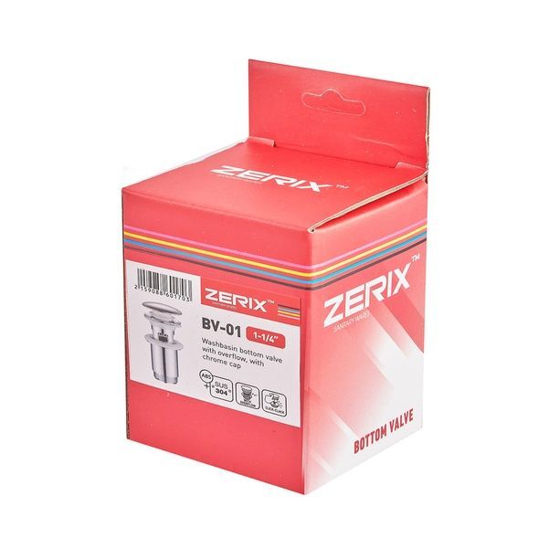 купить Донный клапан для раковины с переливом ZERIX BV-01 автоматический (Click-Clack) (Цвет хром) 1 1/4'' (ZX6017) фото