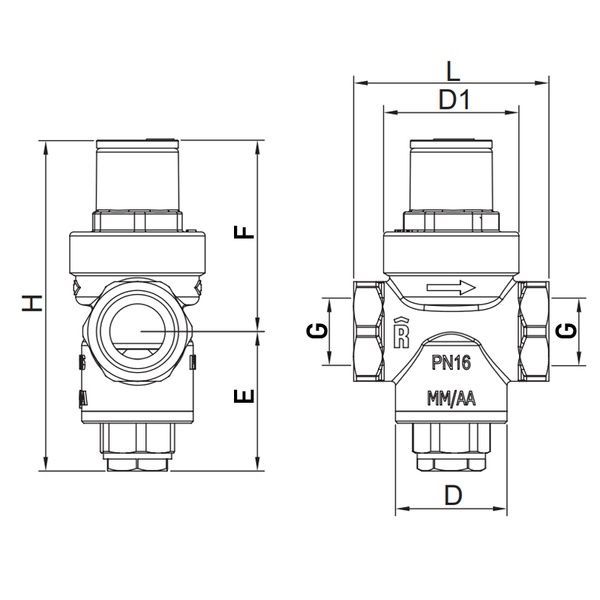 купить Редуктор давления Roho R1201-075 - 3/4" ВВ, PN16 (1-5,5 бар) поршневой (RO0144) фото